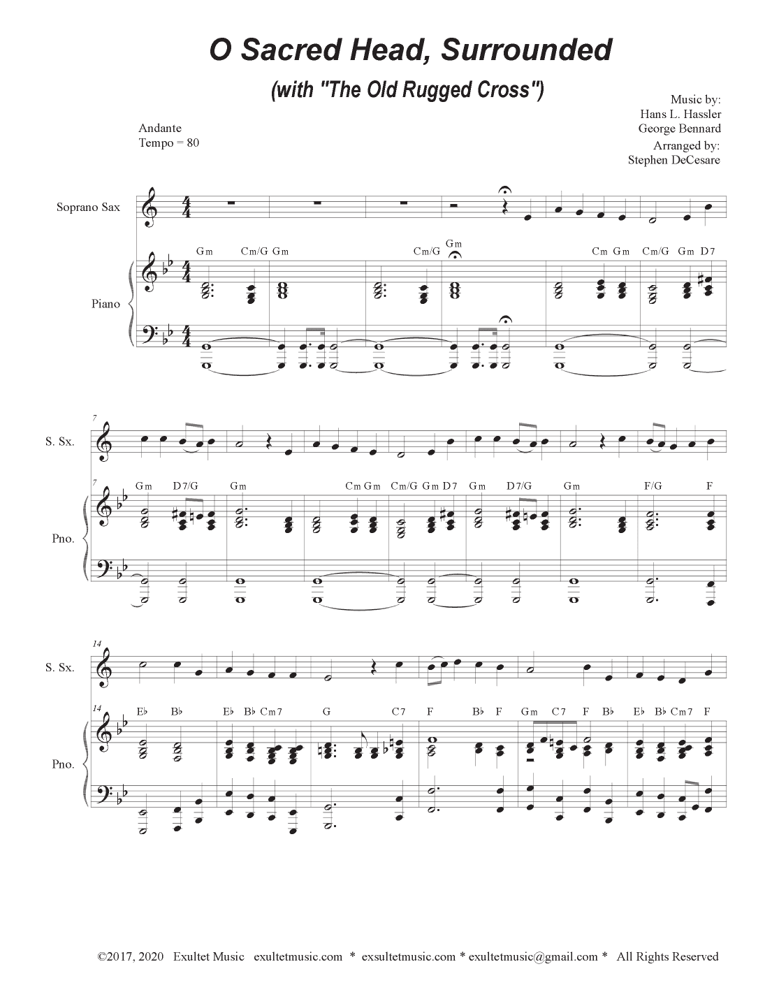 O Sacred Head, Surrounded (with "The Old Rugged Cross") (Soprano Saxophone and Piano) (arr. Stephen DeCesare)