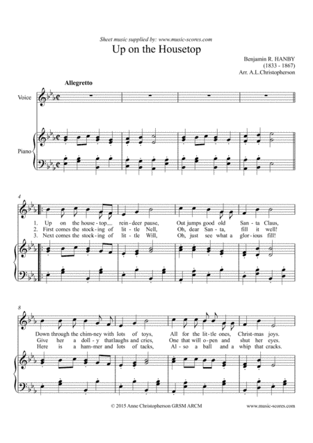 Up on the Housetop - Voice and Piano (arr. Anne L Christopherson GRSM ARCM)