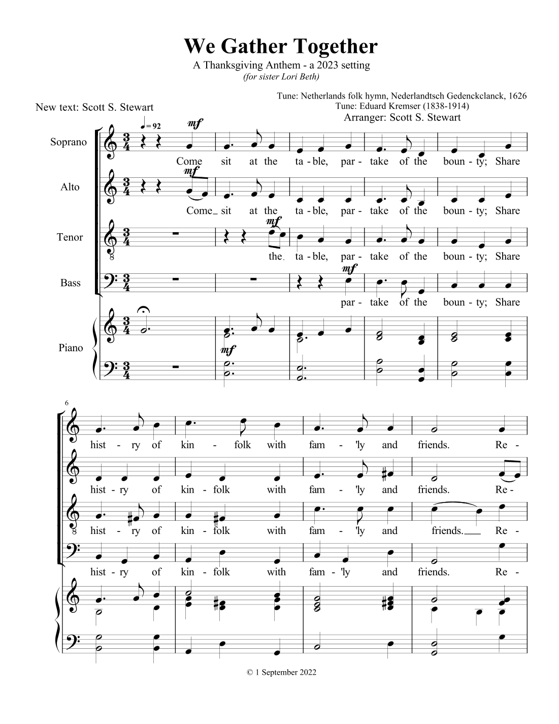 We Gather Together - A Thanksgiving Anthem (arr. Scott S. Stewart)