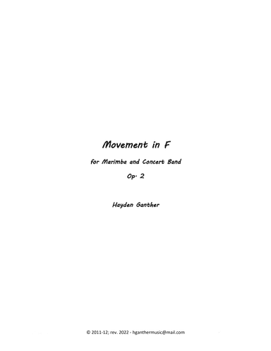Movement in F for Marimba and Concert Band
