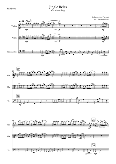 Jingle Bells - Jazz Version (Christmas Song) for String Trio (arr. Fernando Britto)