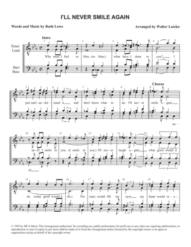 I'll Never Smile Again (arr. Walter Latzko)