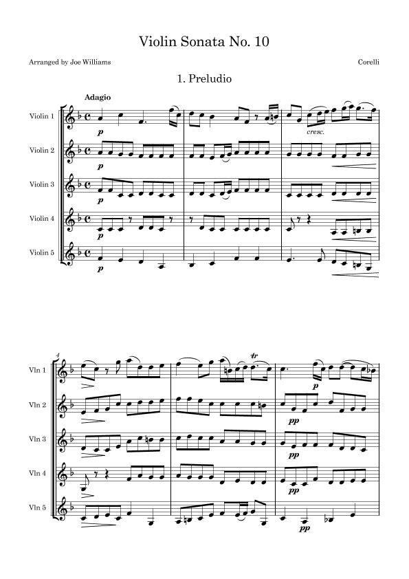 Corelli Violin Sonata No. 10 (arr. Joe Williams)