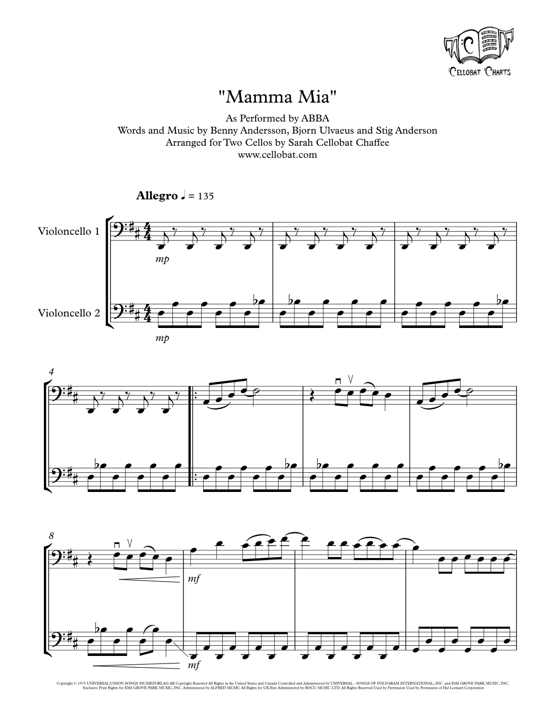 Mamma Mia (arr. Sarah Cellobat Chaffee)