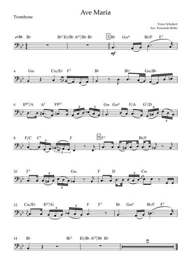 Ave Maria (Franz Schubert) for Trombone Solo with Chords (arr. Fernando Britto)