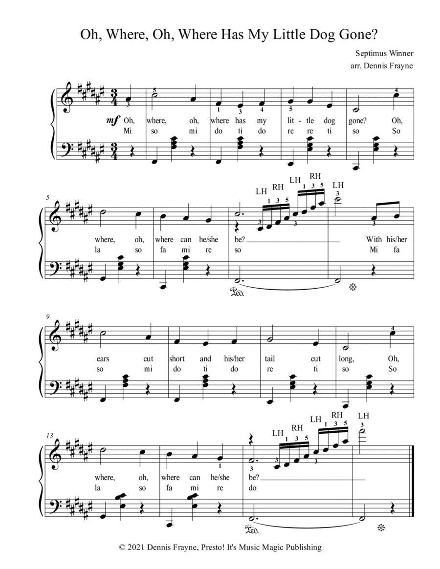 Oh, Where, Oh, Where Has My Little Dog Gone? (Oh Where Oh Where Has My Little Dog Gone) (arr. Dennis Frayne)