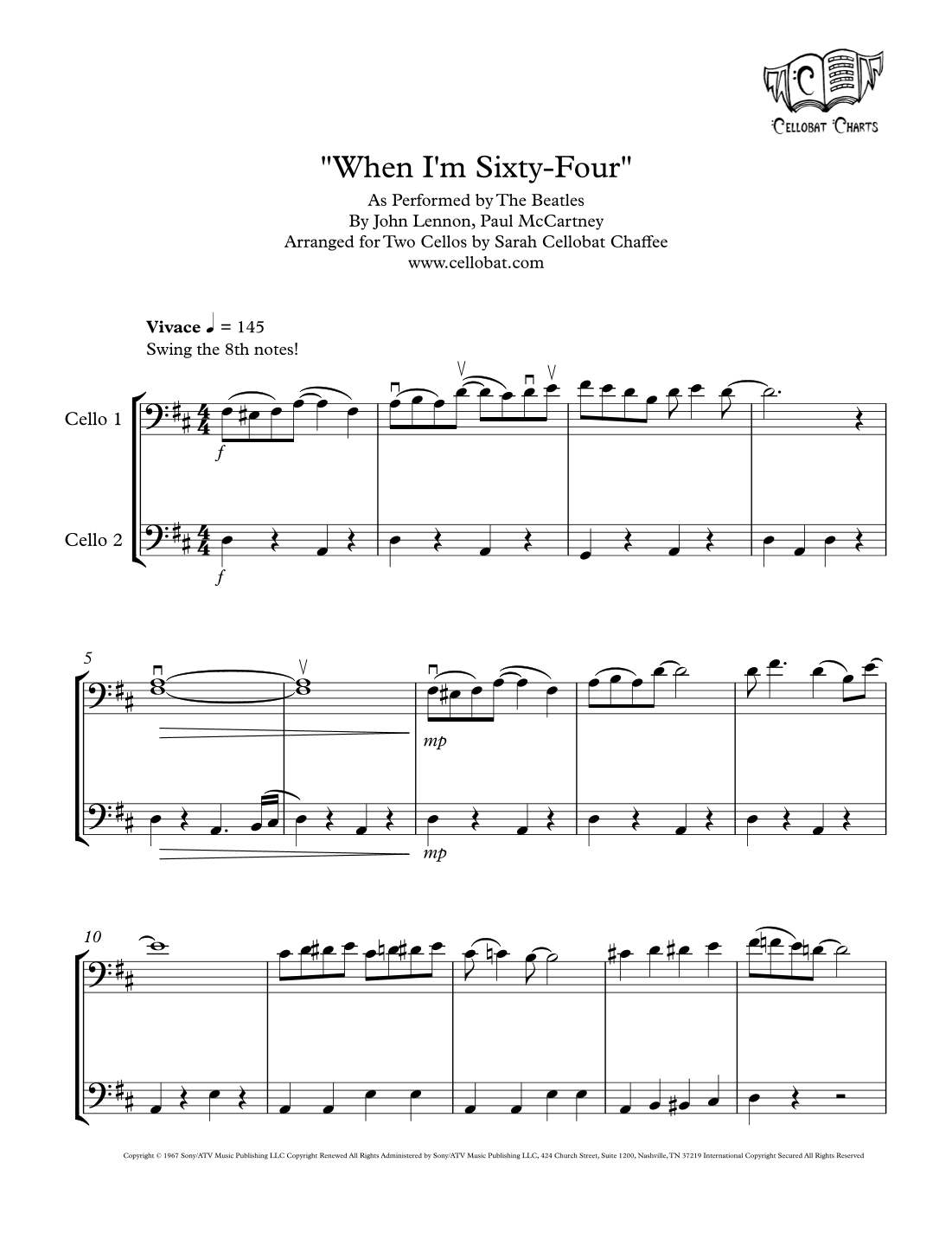 When I'm Sixty-four (arr. Sarah Cellobat Chaffee)
