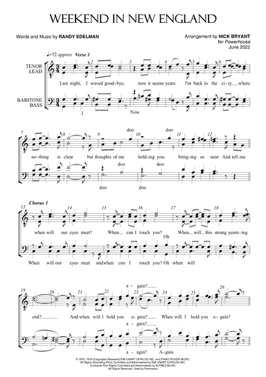 Weekend In New England (arr. Nick Bryant)