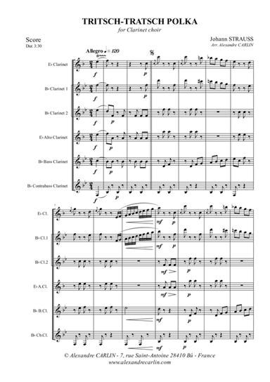 Tritsch-Tratsch Polka, for Clarinet Choir - Score & Parts (arr. Alexandre CARLIN)