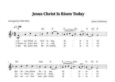 Jesus Christ Is Risen Today - Solo Voice in F Major (arr. Valdir Maia)