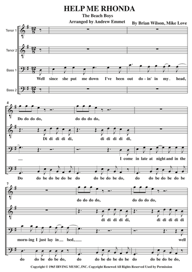 Help Me Rhonda (arr. Andrew Emmet)