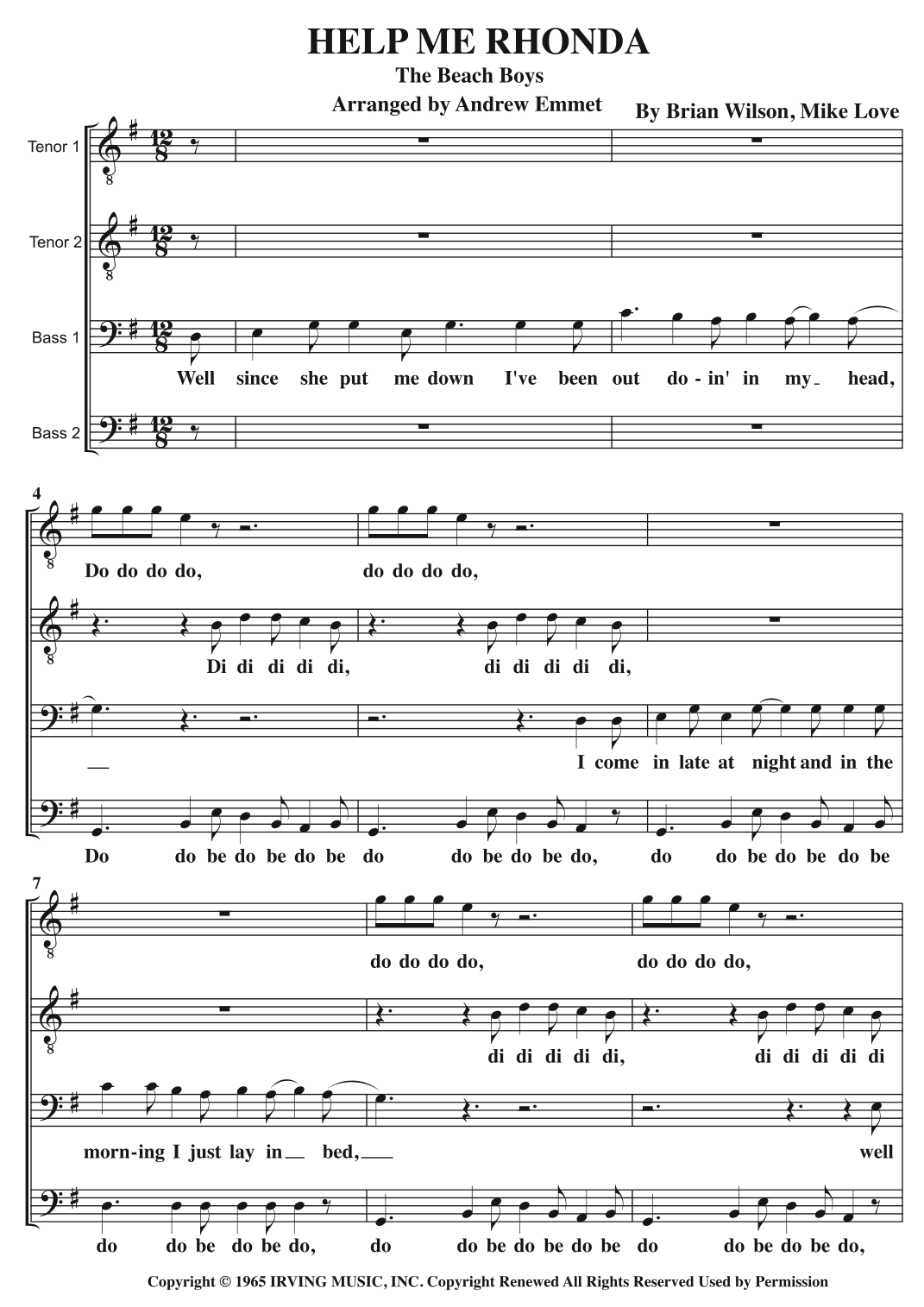 Help Me Rhonda (arr. Andrew Emmet)