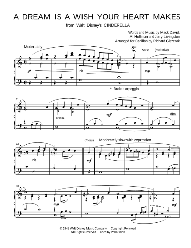 A Dream Is A Wish Your Heart Makes (arr. Richard Giszczak)