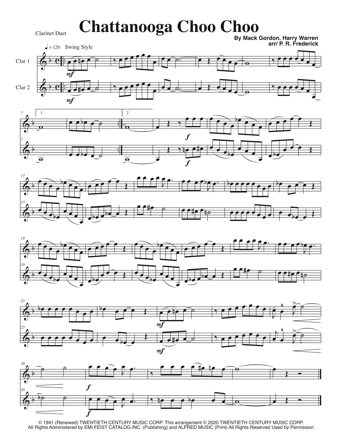 Chattanooga Choo Choo (arr. P. R. Frederick)