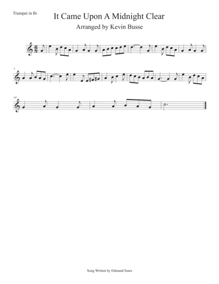 It Came Upon A Midnight Clear (Easy key of C) Trumpet (arr. Kevin Busse)
