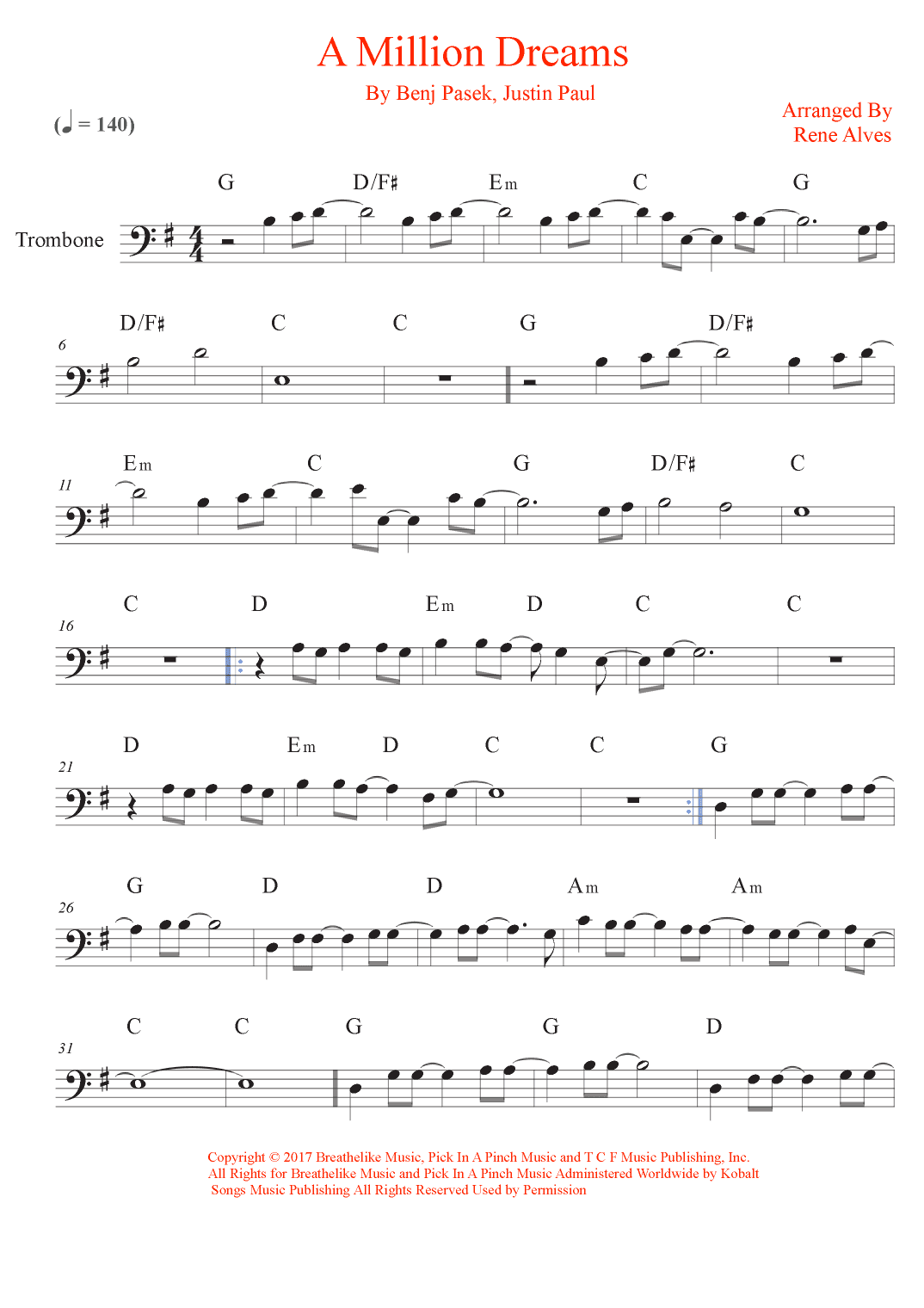 A Million Dreams (arr. Rene Alves)