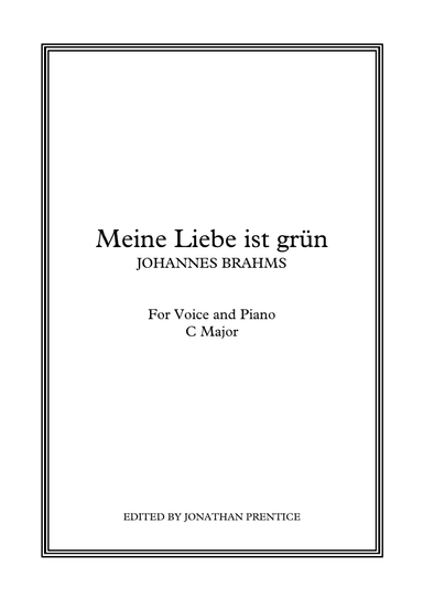 Meine Liebe ist grün (C Major) (arr. Jonathan Prentice)