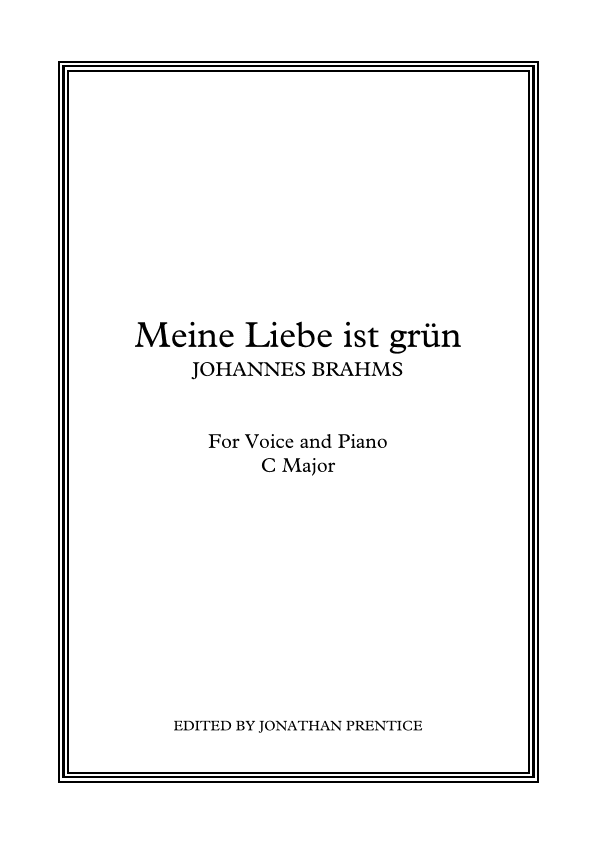 Meine Liebe ist grün (C Major) (arr. Jonathan Prentice)