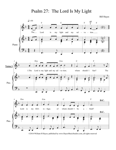 Psalm 27:  The Lord I/s My Light - piano/vocal