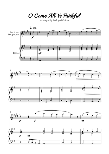 O Come All Ye Faithful (for baritone sax and piano accompaniment) (arr. Rodrigo Faleiros)