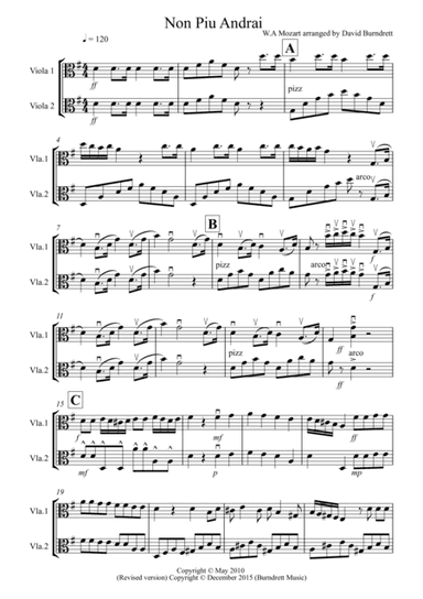 Non Più Andrai for Viola Duet (arr. David Burndrett)