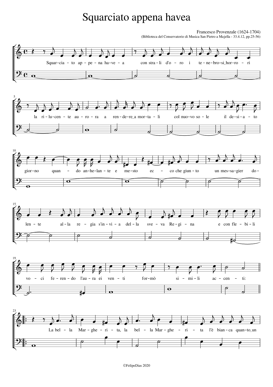 Squarciato appena havea (arr. Early Music Scores)