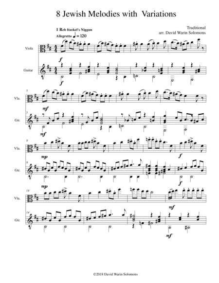 8 Jewish Melodies with Variations for viola and guitar (arr. David Warin Solomons)