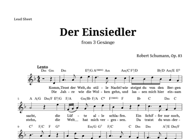 Der Einsiedler by Schumann for Voice and Chords (arr. Langanho)