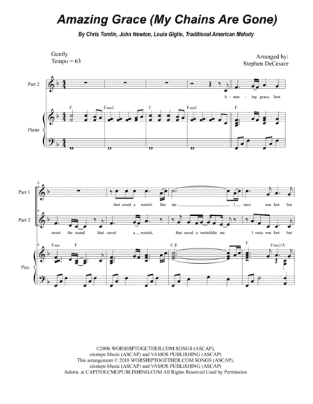 Amazing Grace (my Chains Are Gone) (arr. Stephen DeCesare)