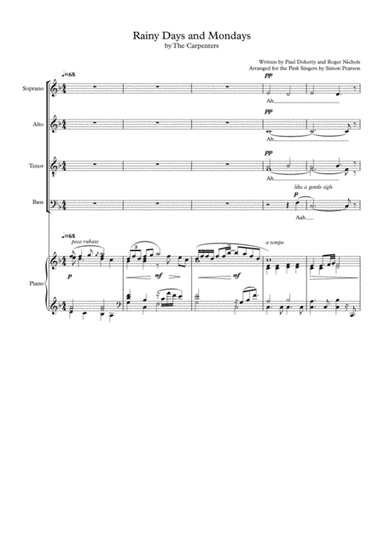 Rainy Days And Mondays (arr. Pink Singers)