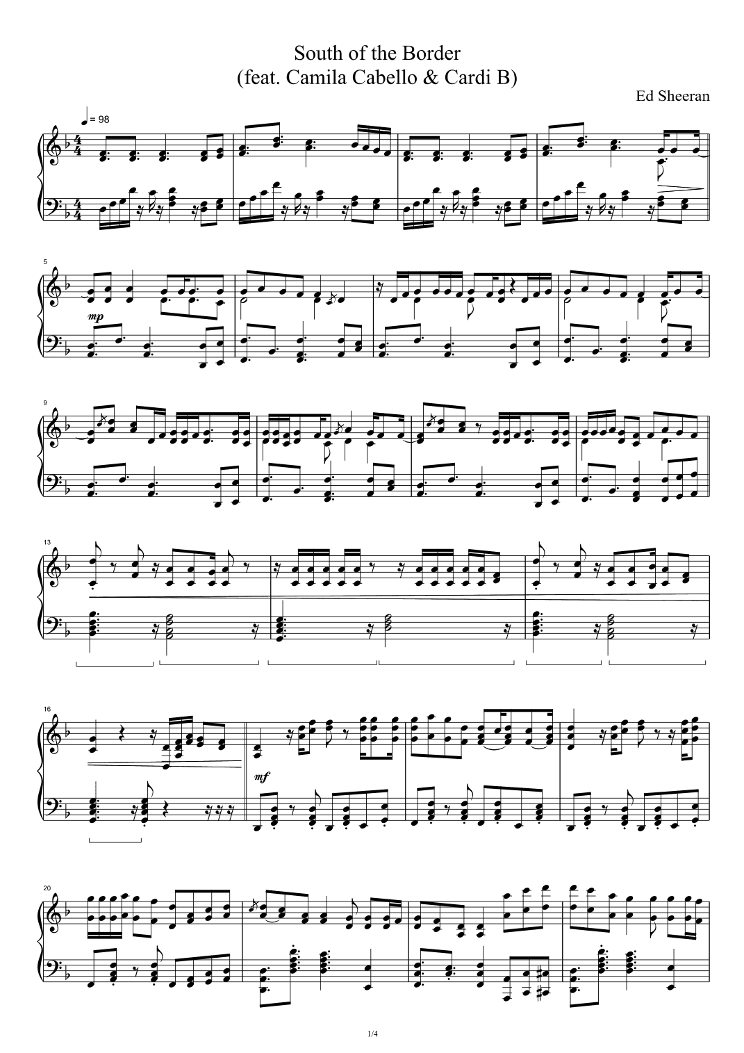 South Of The Border (feat. Camila Cabello And Cardi B) (arr. Ed Sheeran)