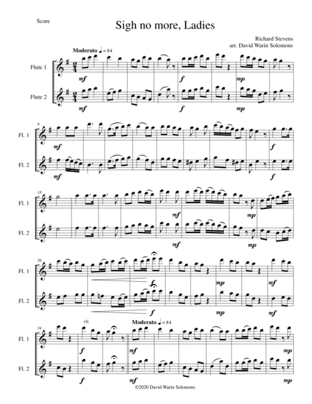 Sigh no more, Ladies for 2 flutes (arr. David Warin Solomons)