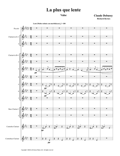 Claude Debussy – La plus que lent (Clarinet Choir + Piccolo) (arr. Richard Byrnes)