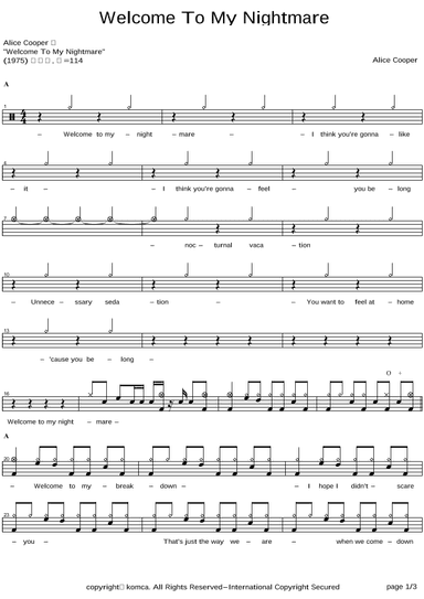 Welcome To My Nightmare (arr. COPYDRUM)