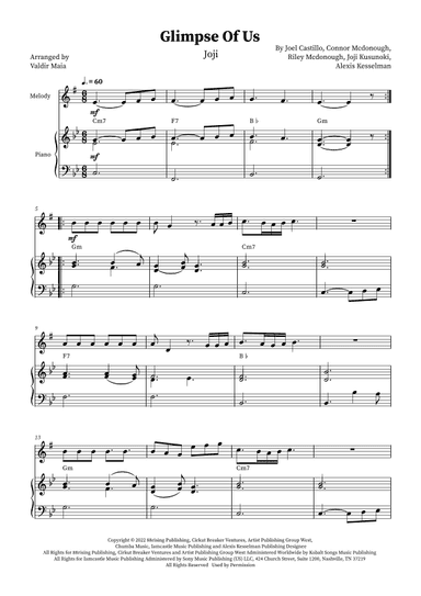 Glimpse Of Us (arr. Valdir Maia)