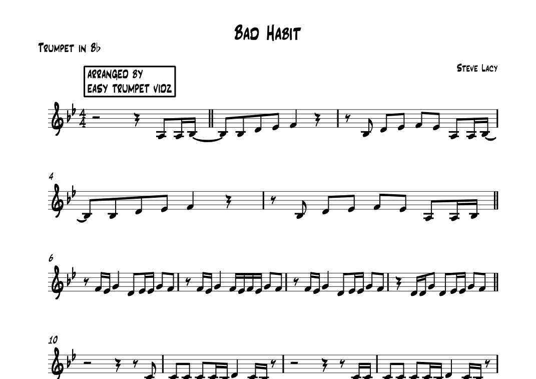 Bad Habit (arr. Easy Trumpet Vidz)