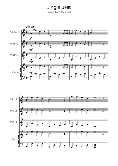 Jingle Bells - Violin Trio w/ Piano (arr. Ygor Nunes)