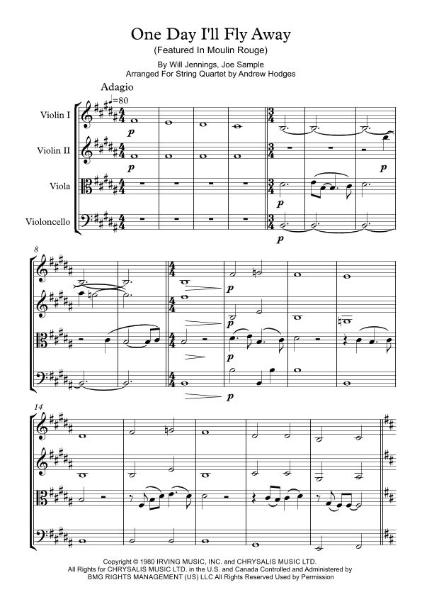 One Day I'll Fly Away (arr. Andrew Hodges)