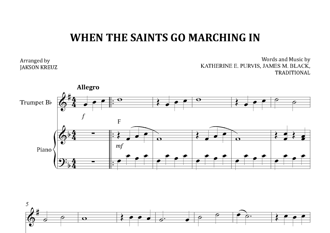 WHEN THE SAINTS GO MARCHING IN (arr. Jakson Kreuz)