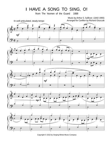 I Have a Song to Sing, O! (from "The Yeoman of the Guard") (arr. Richard Giszczak)