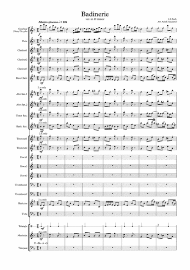 Badineri - from from Orchestral Suite No. 2 in B minor (arr. Arild Mjaaland)