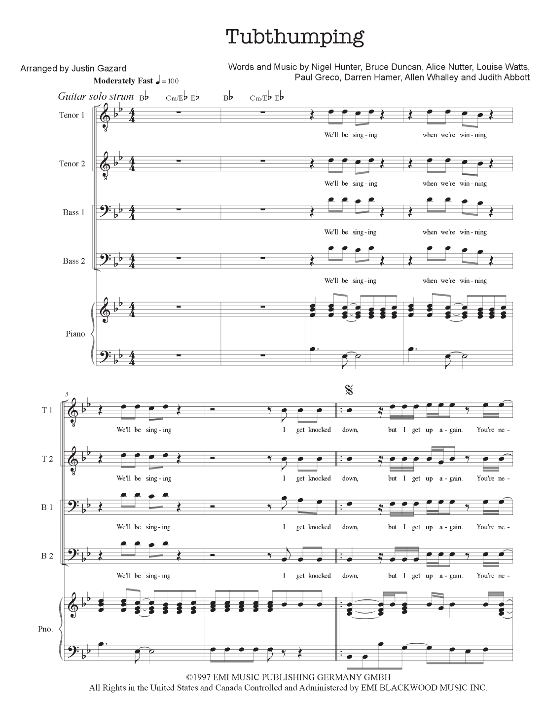 Tubthumping (arr. Justin Gazard)