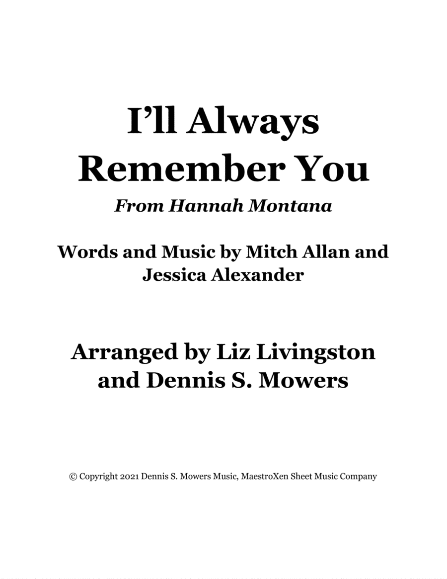 I'll Always Remember You (arr. Liz Livingston, Dennis S. Mowers)