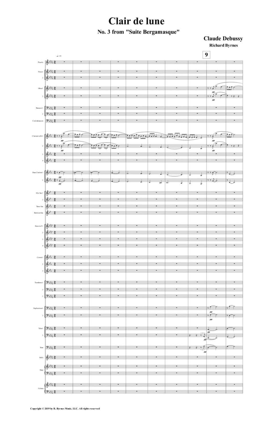 Suite Bergamasque, No. 3 Clair de lune (Symphonic Band) (arr. Richard Byrnes)