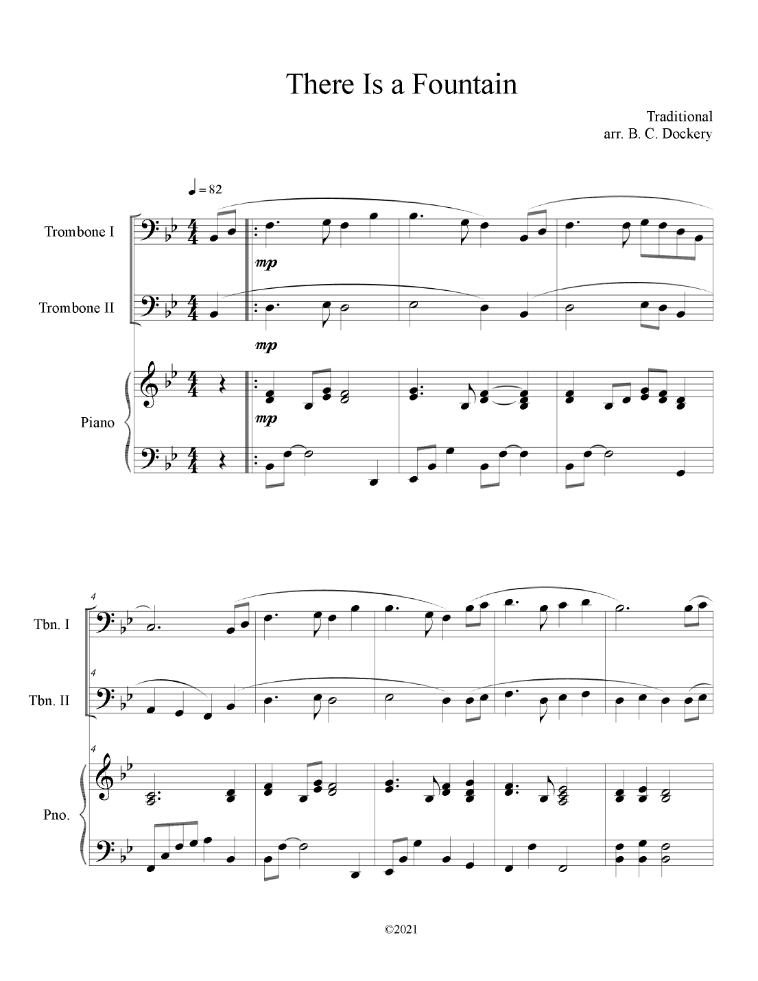 There is a Fountain (Trombone Duet with Piano Accompaniment) (arr. B. C. Dockery)