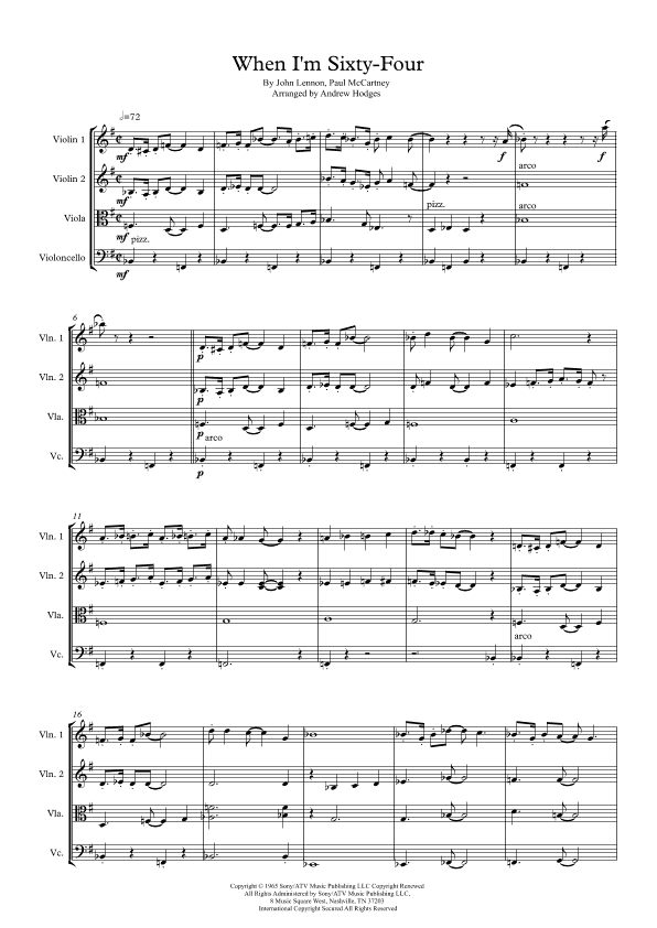 When I'm Sixty-four (arr. Andrew Hodges)