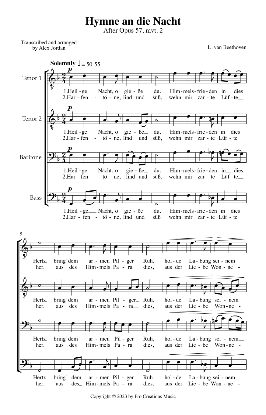 Hymne an die Nacht (arr. Alex Jordan)