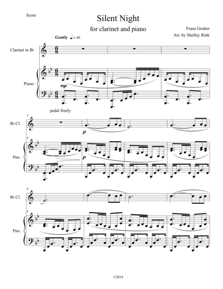 Silent Night for clarinet and piano (arr. Shelley Rink)