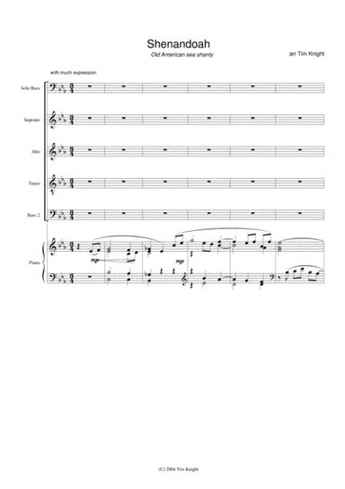 Shenndoah, SATB/Bass solo (arr. Tim Knight)
