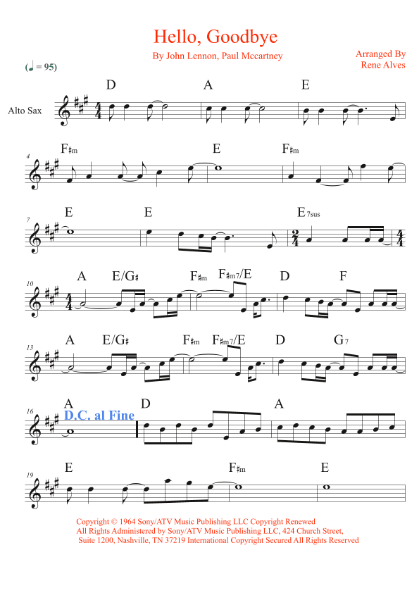 Hello, Goodbye (arr. Rene Alves)